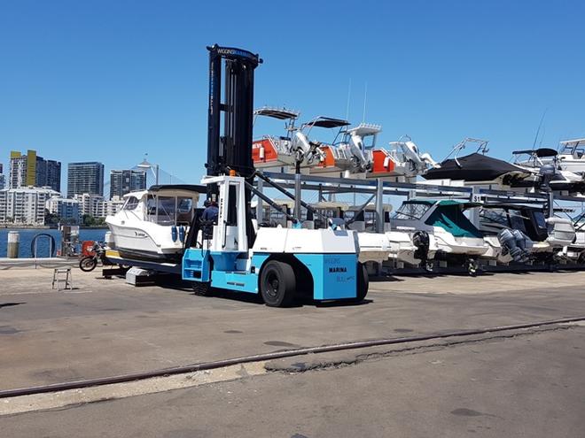 The latest technology Wiggins 'Marina Bull' forklift © Sydney Harbour Boat Storage http://sydneyharbourboatstorage.com.au/